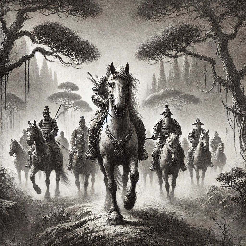 A horse leading troops